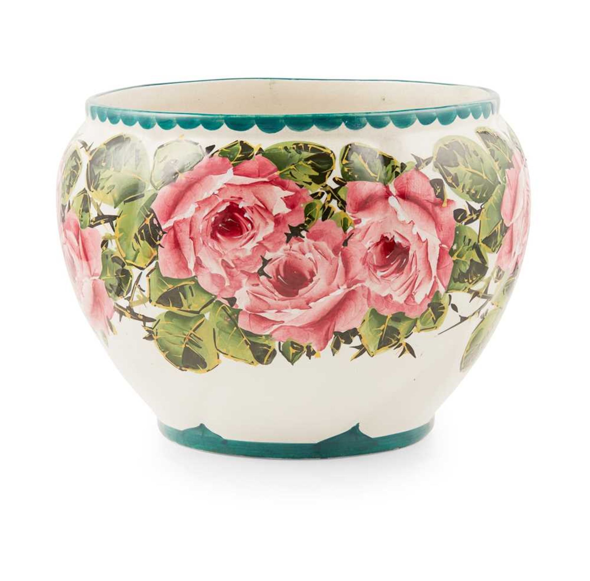 A WEMYSS WARE COMBE JARDINIÈRE 'CABBAGE ROSES' PATTERN, EARLY 20TH CENTURY