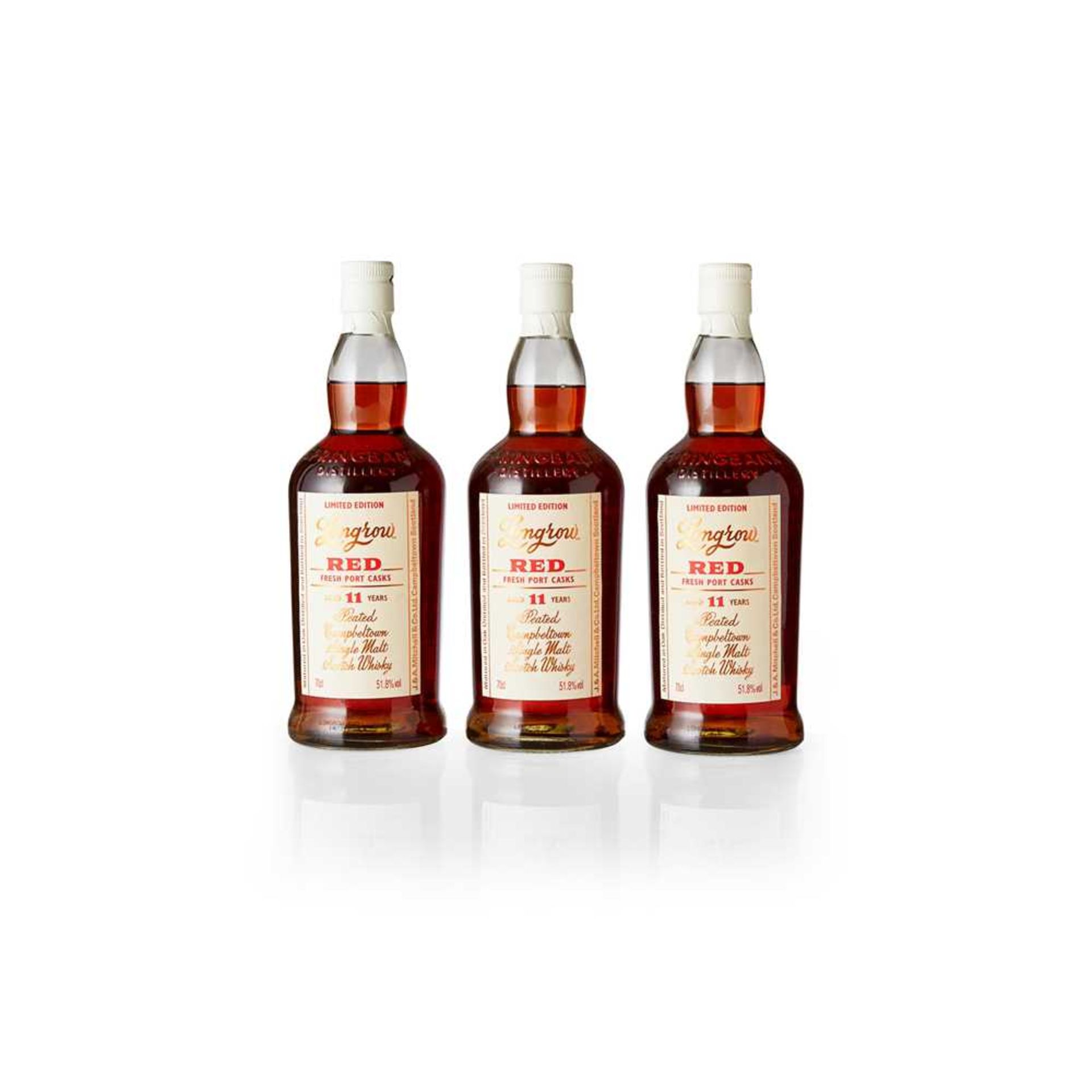 THREE BOTTLES OF LONGROW 11 YEAR OLD FRESH PORT CASK