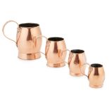 A SET OF FOUR COPPER MEASURING JUGS D GLEGG, MONTROSE