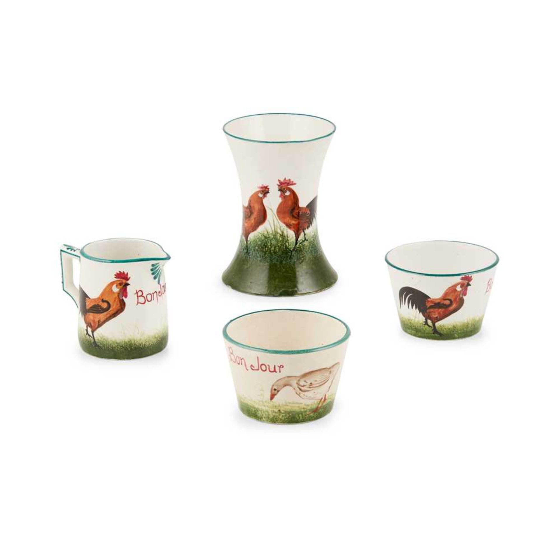 A GROUP OF WEMYSS WARES 'BROWN COCKEREL & HENS' PATTERN, EARLY 20TH CENTURY