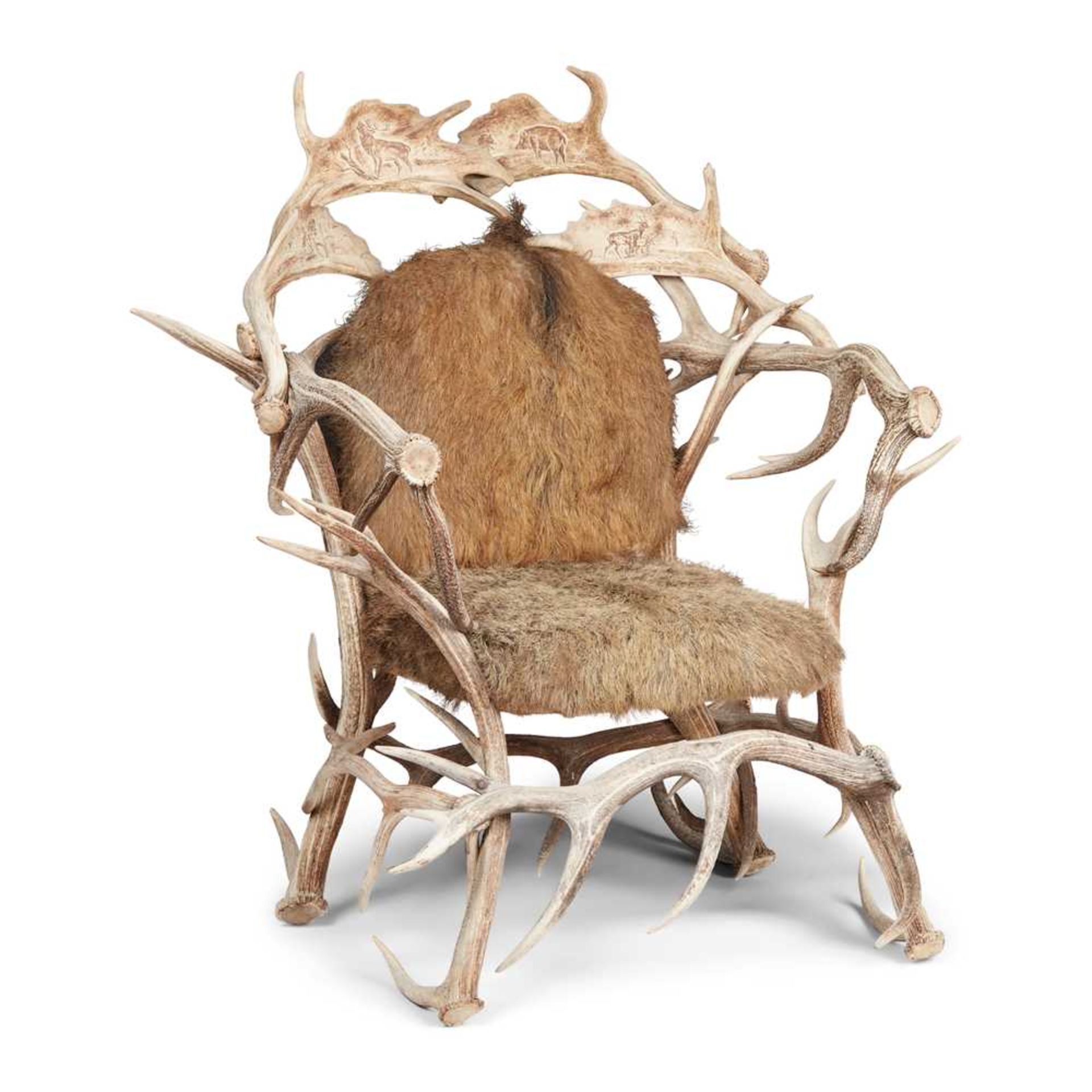 LARGE STAG ANTLER ARMCHAIR 20TH CENTURY