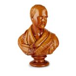 A LARGE DUNMORE POTTERY BUST OF SIR WALTER SCOTT LATE 19TH CENTURY