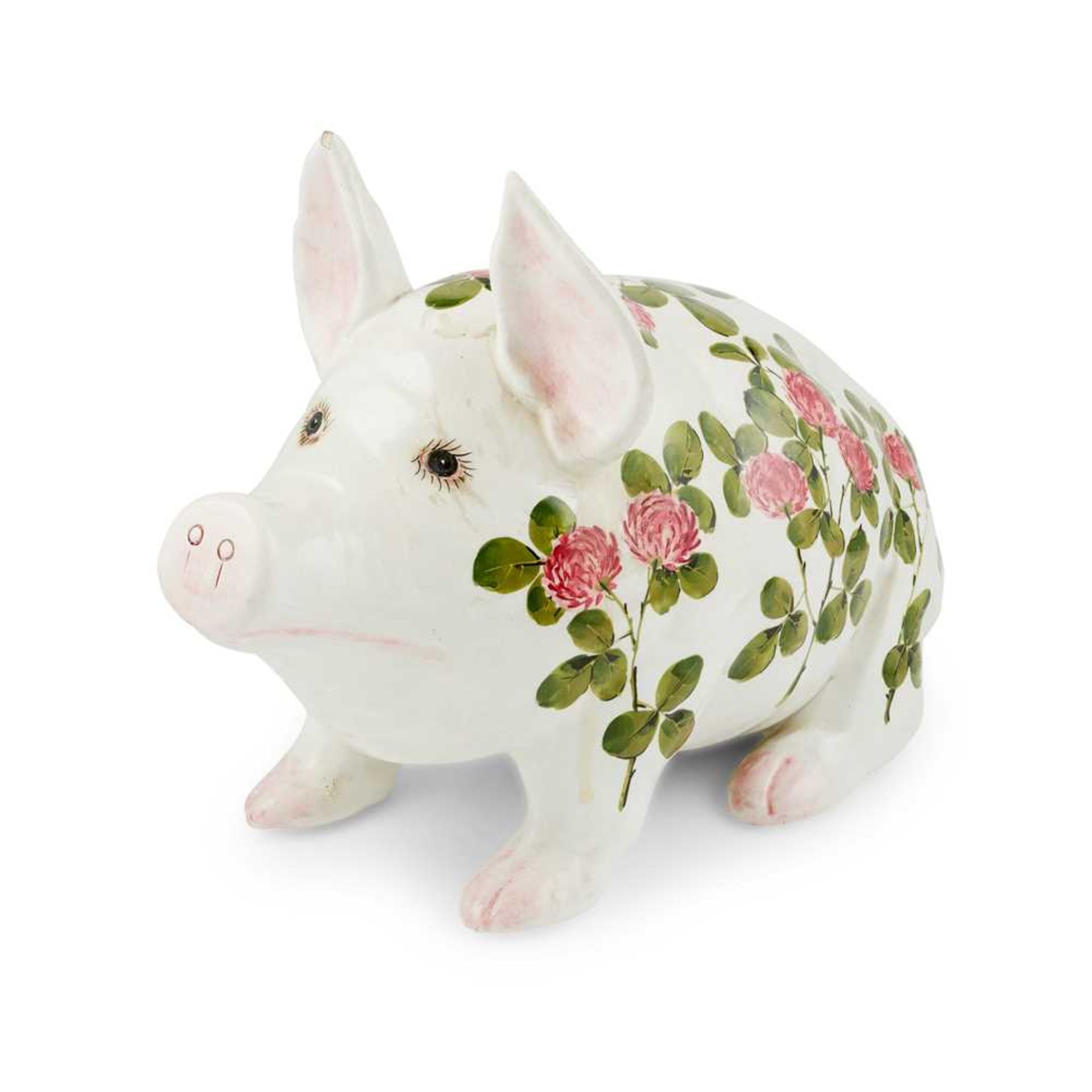 A LARGE WEMYSS WARE PIG 'CLOVER' PATTERN, POST 1930 - Image 4 of 4
