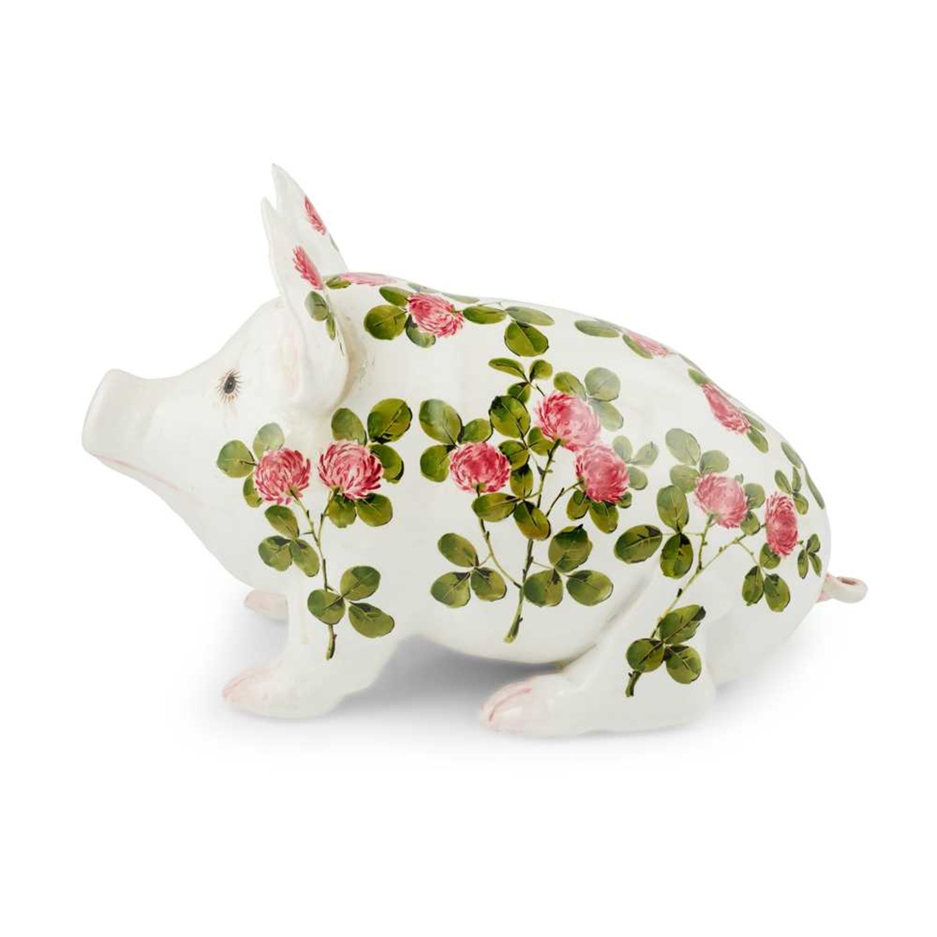 A LARGE WEMYSS WARE PIG 'CLOVER' PATTERN, POST 1930 - Image 2 of 4