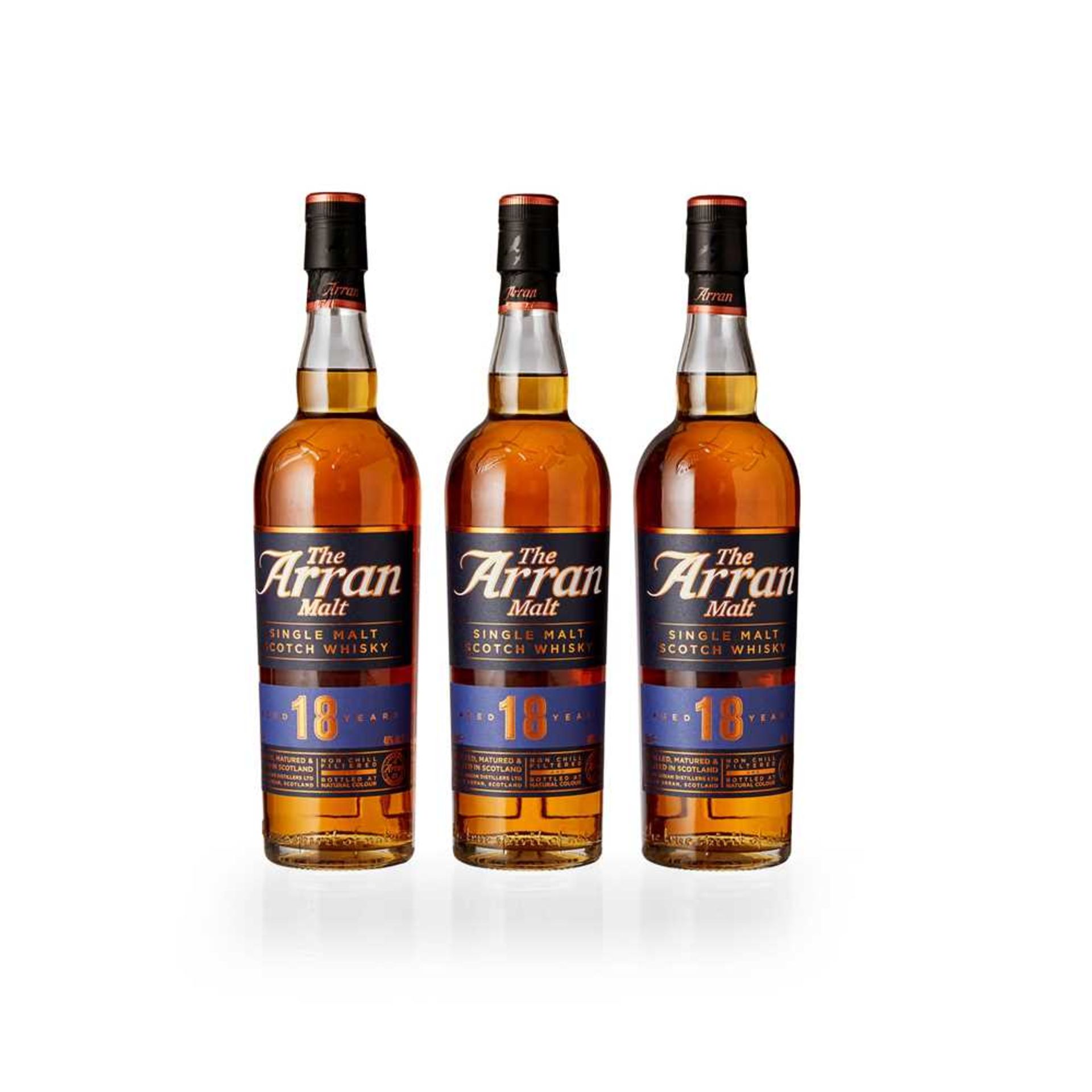 THREE BOTTLES OF THE ARRAN MALT 18 YEAR OLD