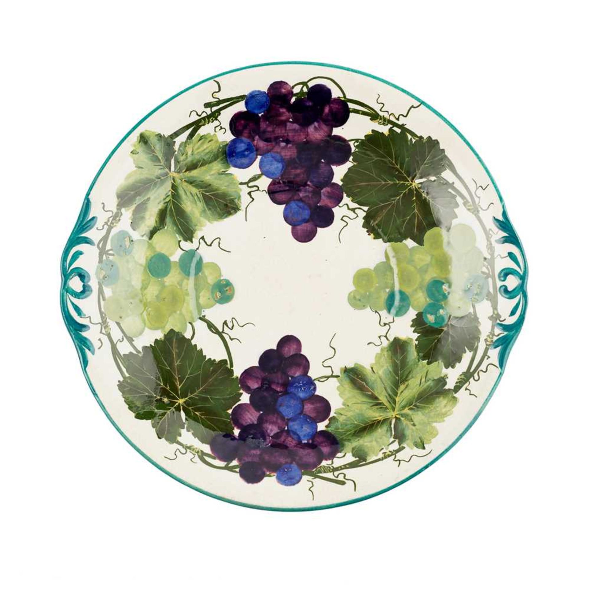 A RARE WEMYSS WARE BREAD AND BUTTER PLATE 'GRAPES' PATTERN, EARLY 20TH CENTURY