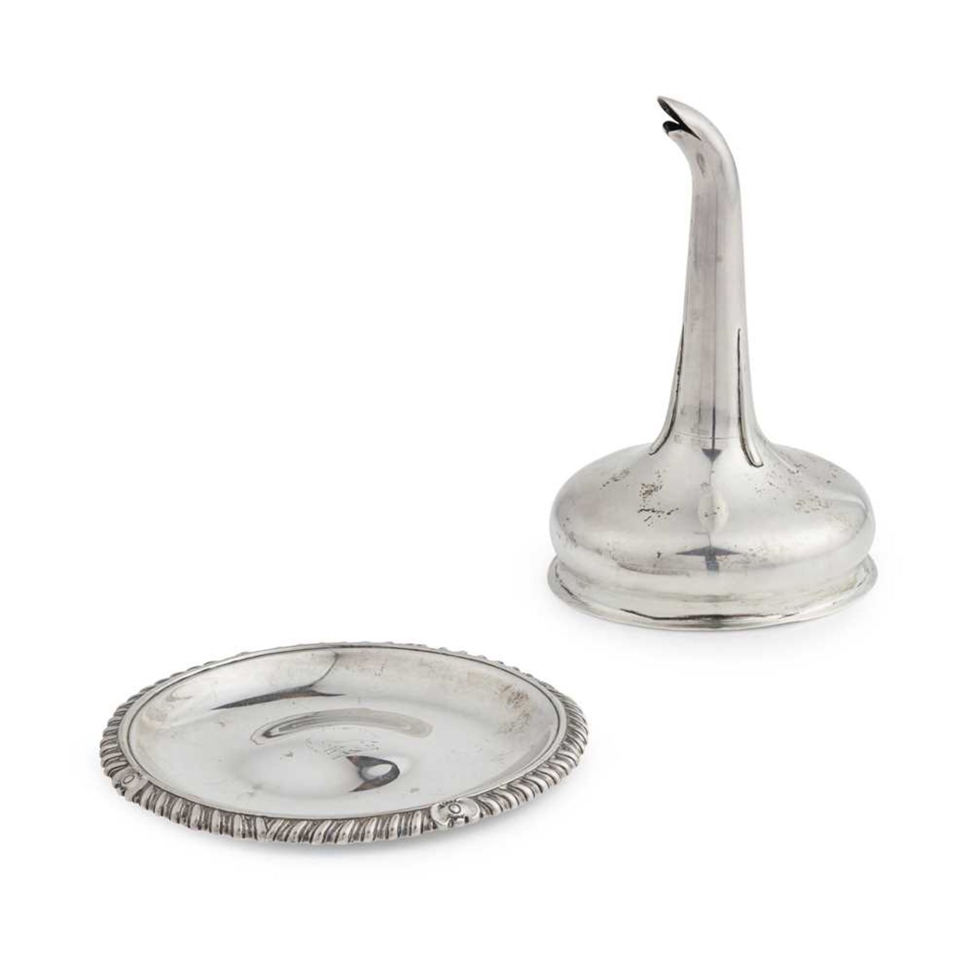 A MATCHED GEORGE III WINE FUNNEL AND STAND WINE FUNNEL W & P CUNNINGHAM EDINBURGH 1820,