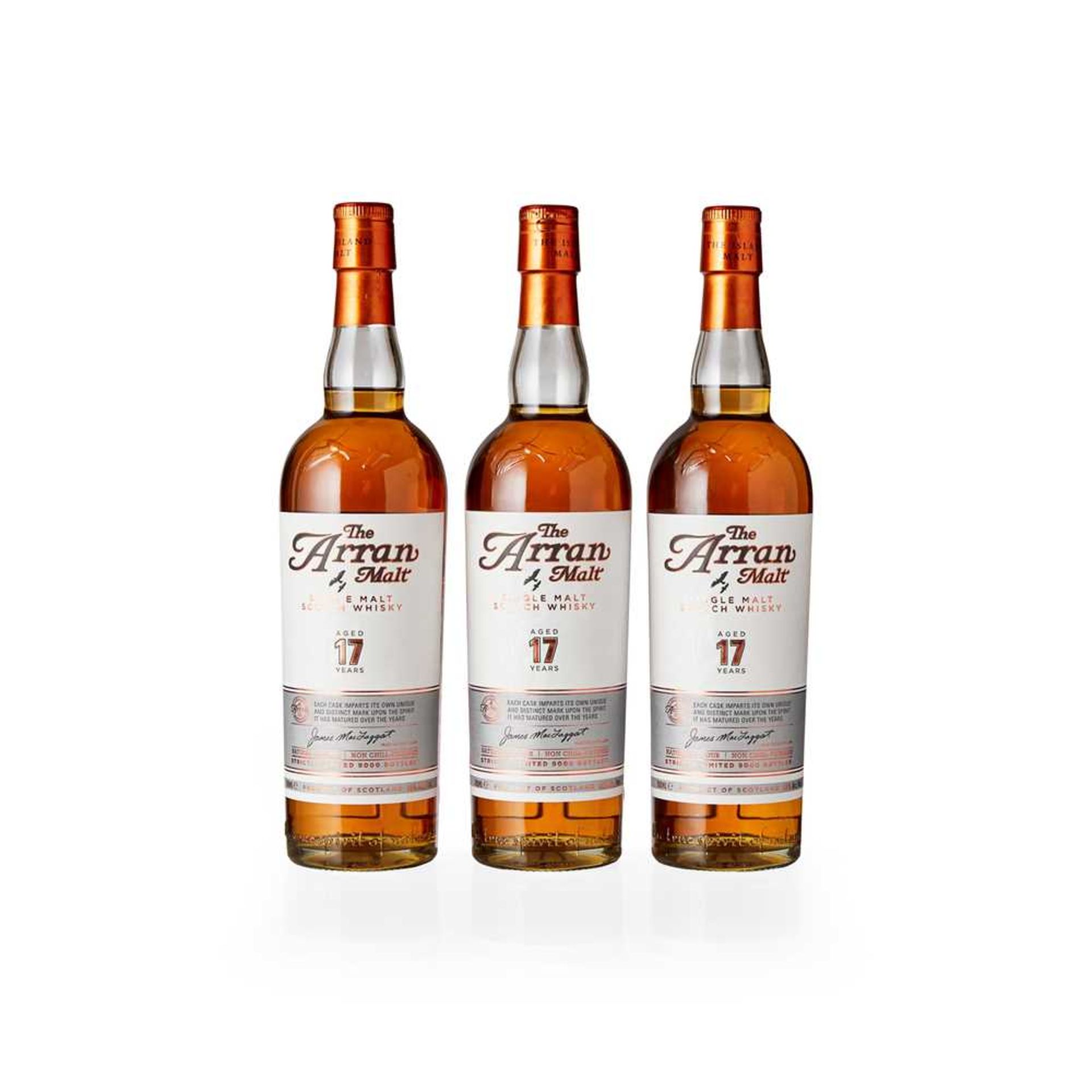 THREE BOTTLES OF THE ARRAN MALT 17 YEAR OLD