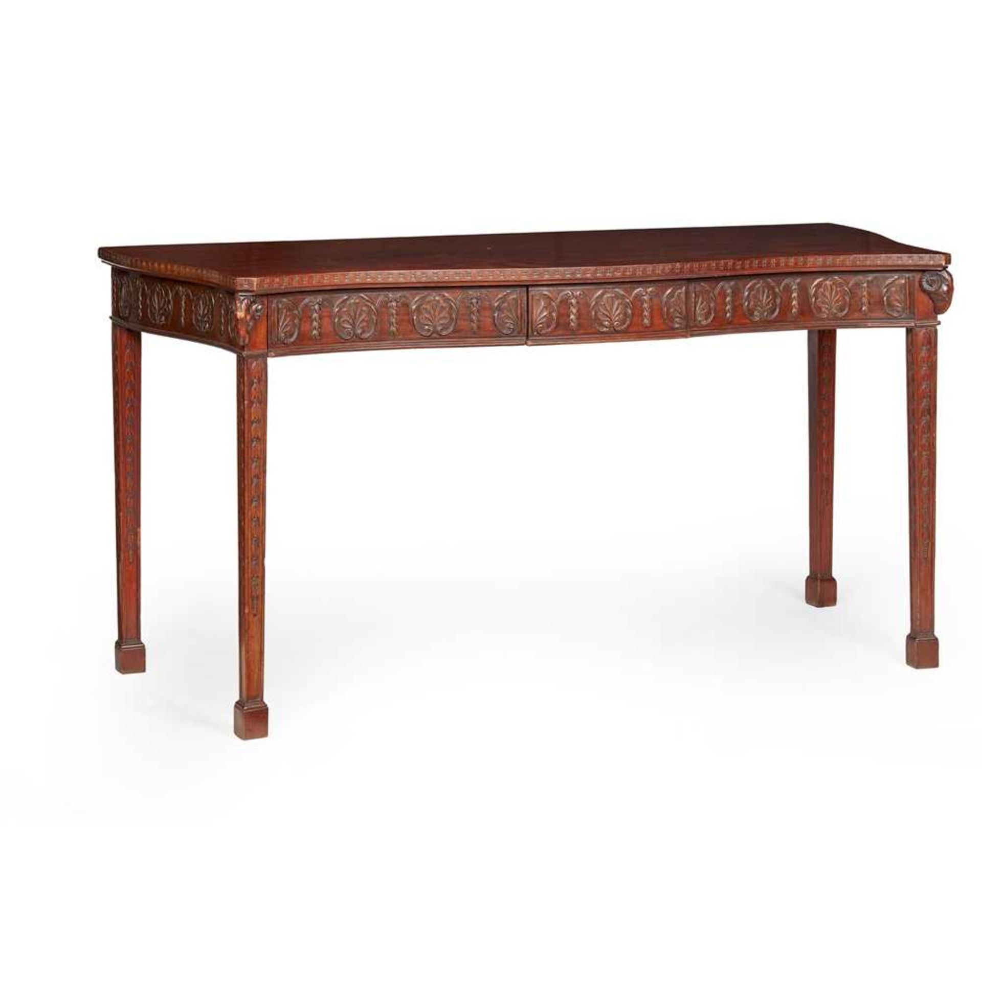 GEORGIAN STYLE MAHOGANY SERPENTINE SERVING TABLE, IN THE MANNER OF ROBERT ADAM 20TH CENTURY