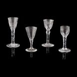 FOUR FACET STEMMED WINE GLASSES LATE 18TH CENTURY AND LATER