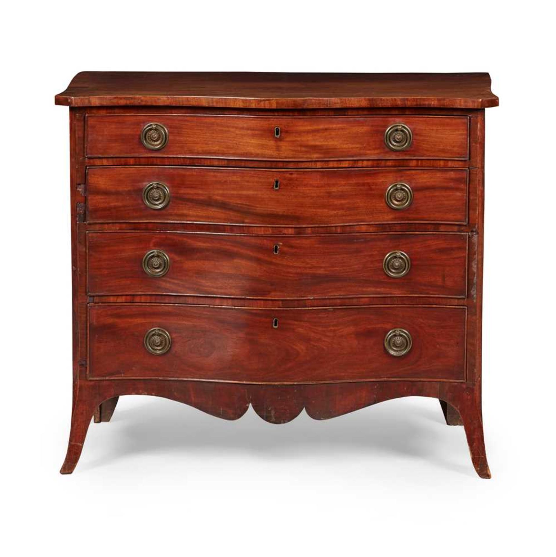 LATE GEORGE III MAHOGANY SERPENTINE CHEST OF DRAWERS LATE 18TH CENTURY