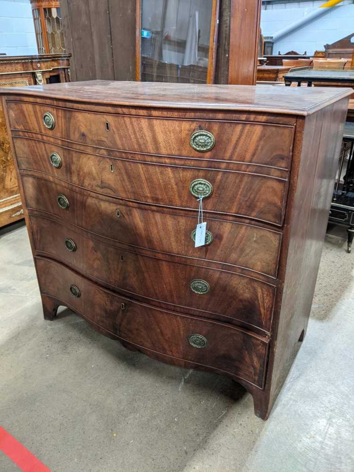 GEORGE III MAHOGANY SERPENTINE SECRETAIRE CHEST OF DRAWERS 18TH CENTURY - Image 9 of 20