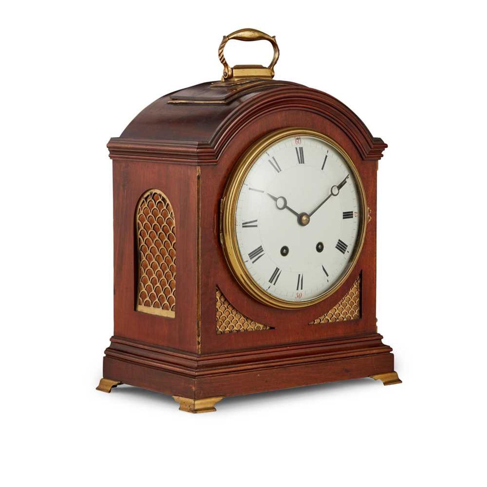 GEORGIAN STYLE MAHOGANY BRACKET CLOCK EARLY 20TH CENTURY - Image 2 of 2