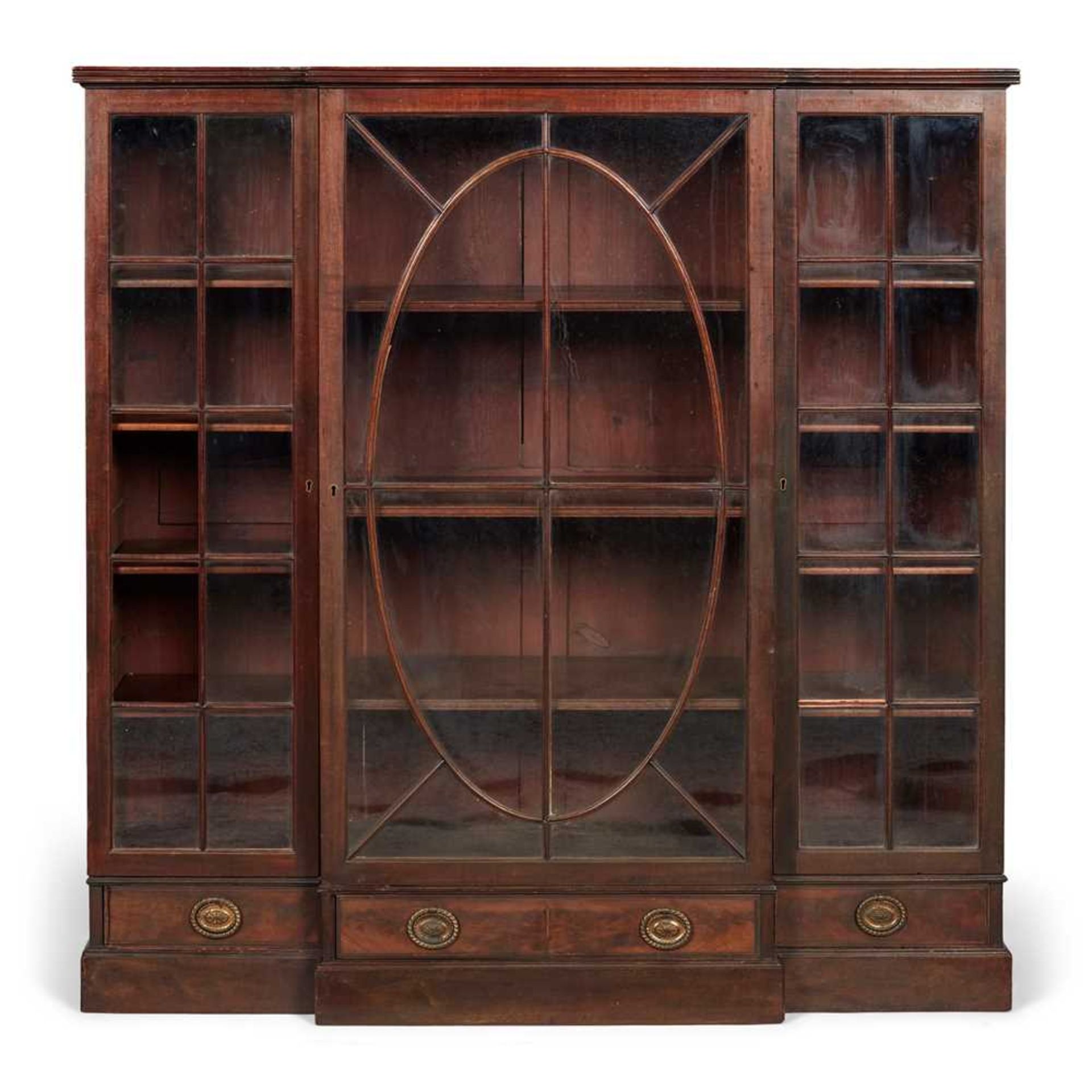 GEORGIAN MAHOGANY BREAKFRONT BOOKCASE EARLY 19TH CENTURY, ADAPTED