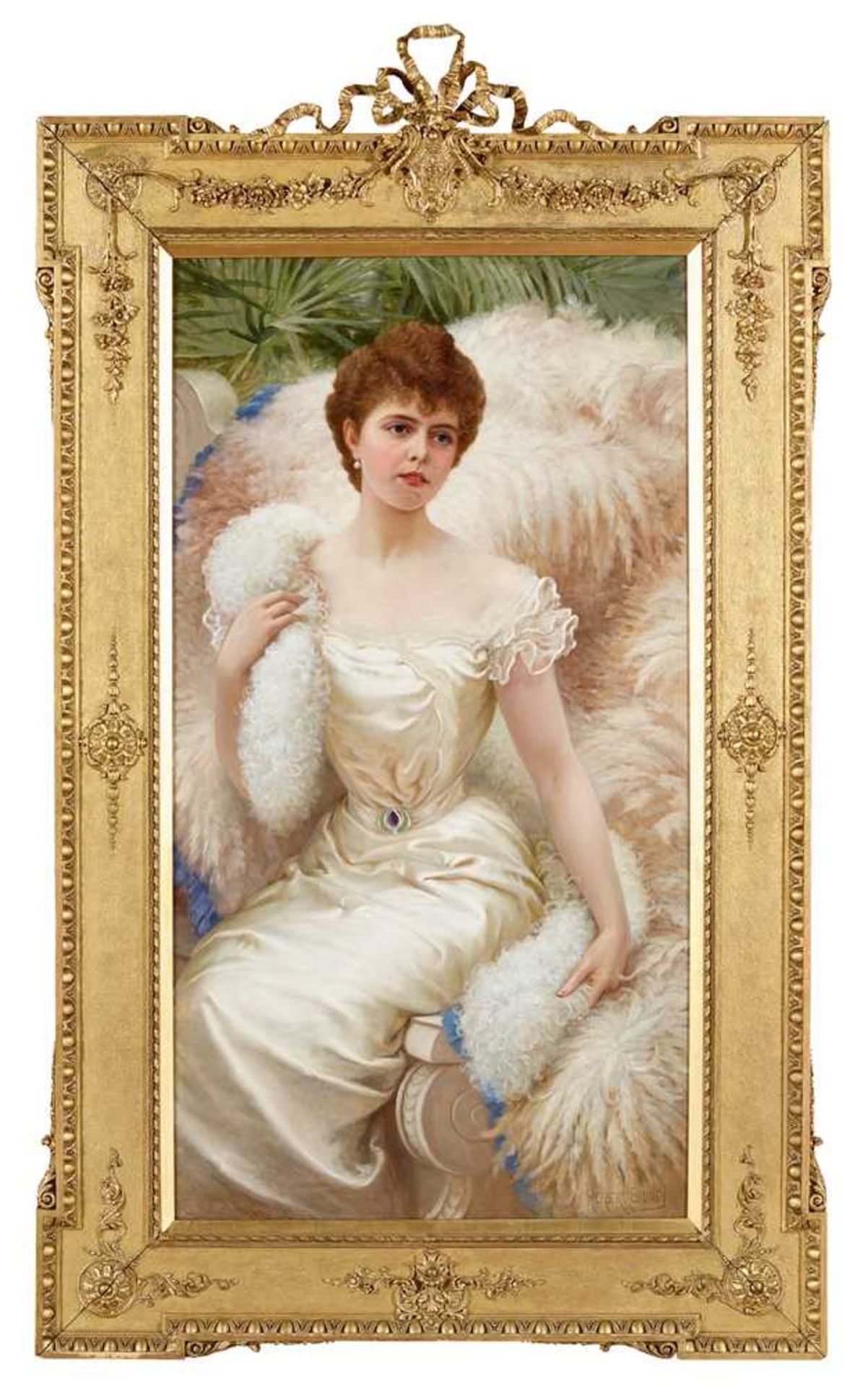 HERBERT SIDNEY (BRITISH 1858-1923) THE FEATHER BOA - MISS ALICE ADDISON CROFTON - Image 2 of 3