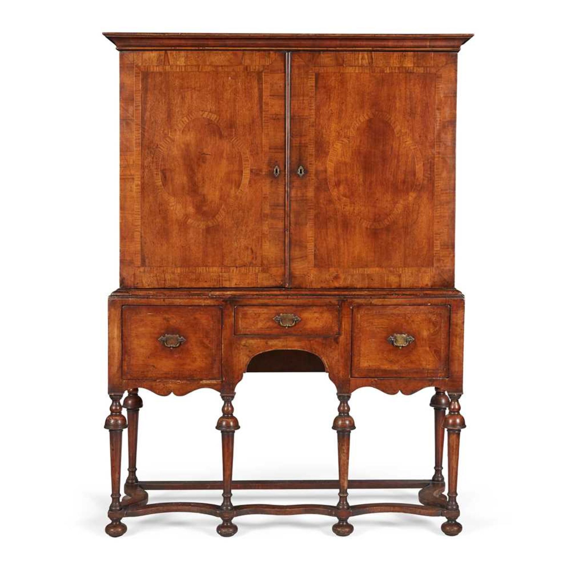 QUEEN ANNE STYLE WALNUT CABINET-ON-STAND 19TH CENTURY