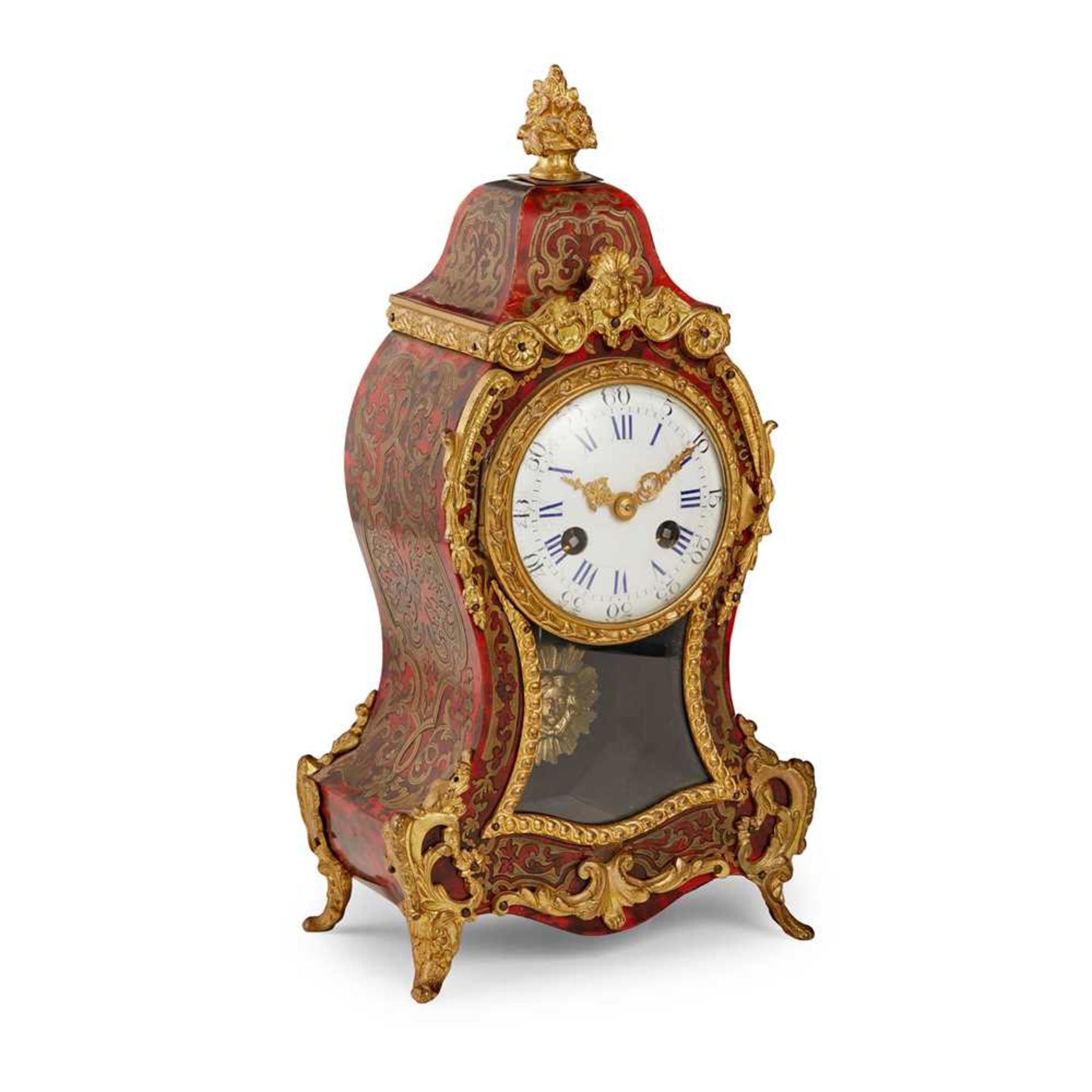 Y FRENCH RED TORTOISESHELL BOULLE MARQUETRY MANTEL CLOCK 19TH CENTURY - Image 2 of 3