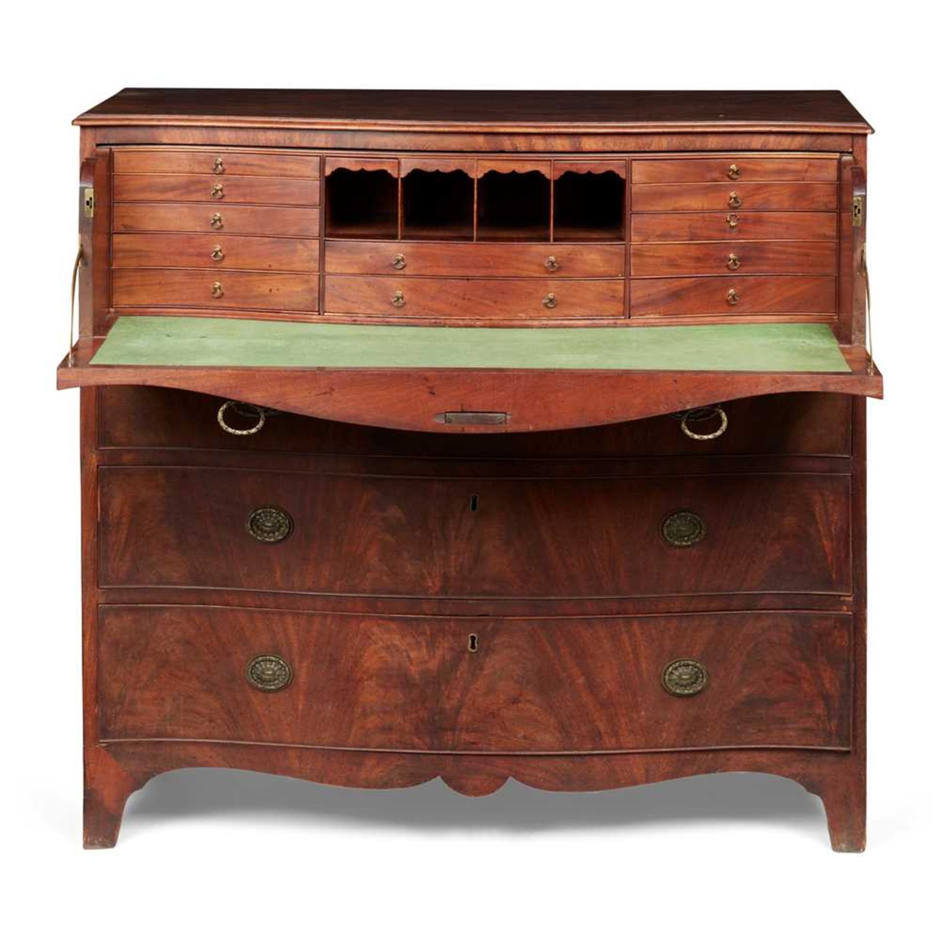 GEORGE III MAHOGANY SERPENTINE SECRETAIRE CHEST OF DRAWERS 18TH CENTURY - Image 2 of 20