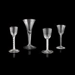 THREE OPAQUE TWIST WINE GLASSES LATE 18TH CENTURY