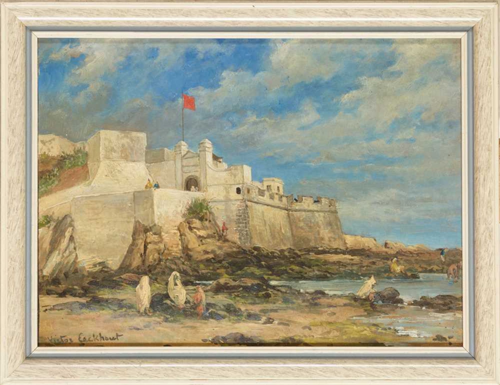 VICTOR EECKHOUT (BELGIAN 1821-1879) BELOW THE RAMPARTS, TANGIERS - Image 2 of 3