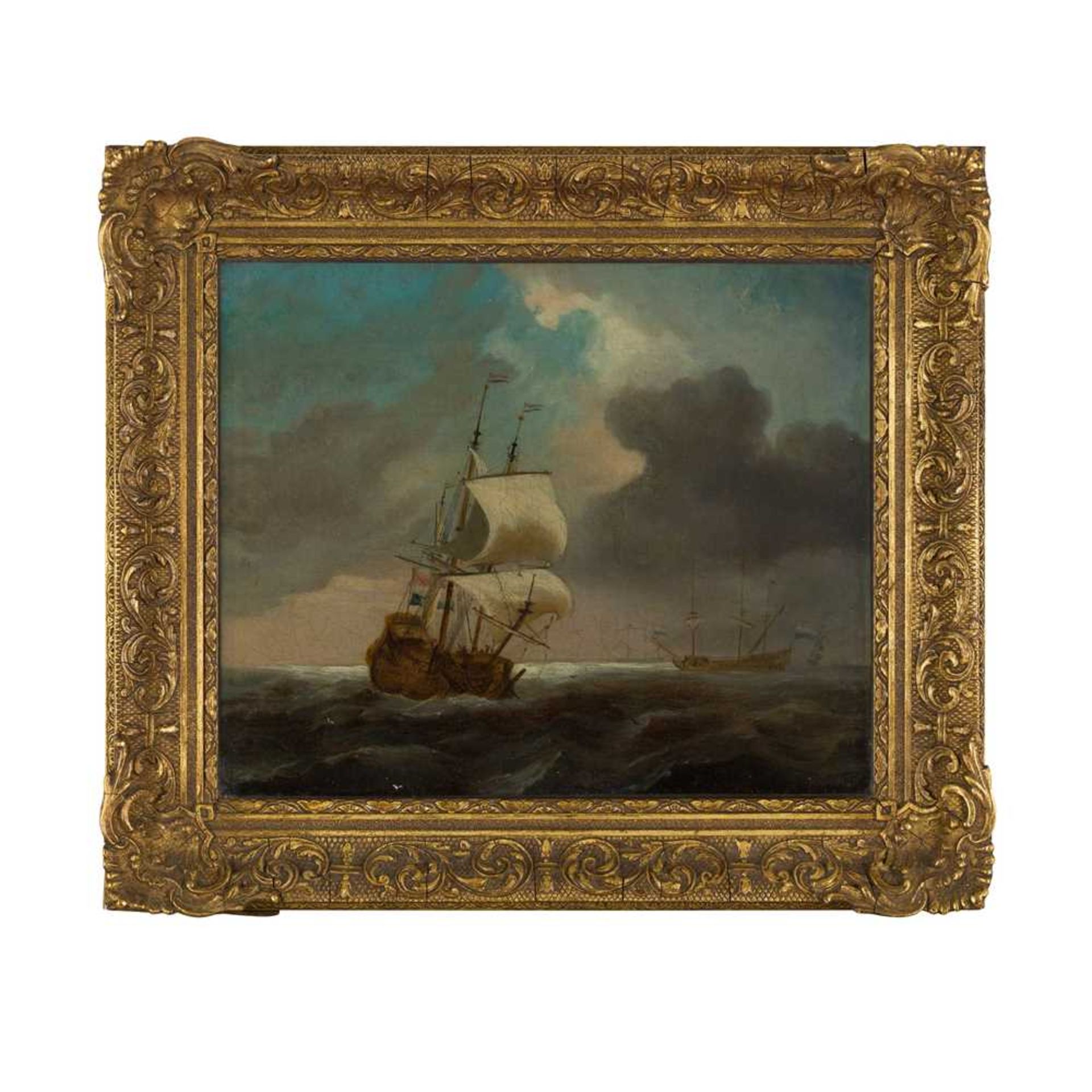 CIRCLE OF PETER MONAMY DUTCH MAN-OF-WAR IN STORMY SEAS - Image 2 of 3