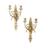 PAIR OF NEOCLASSICAL GILT BRONZE WALL SCONCES 19TH CENTURY
