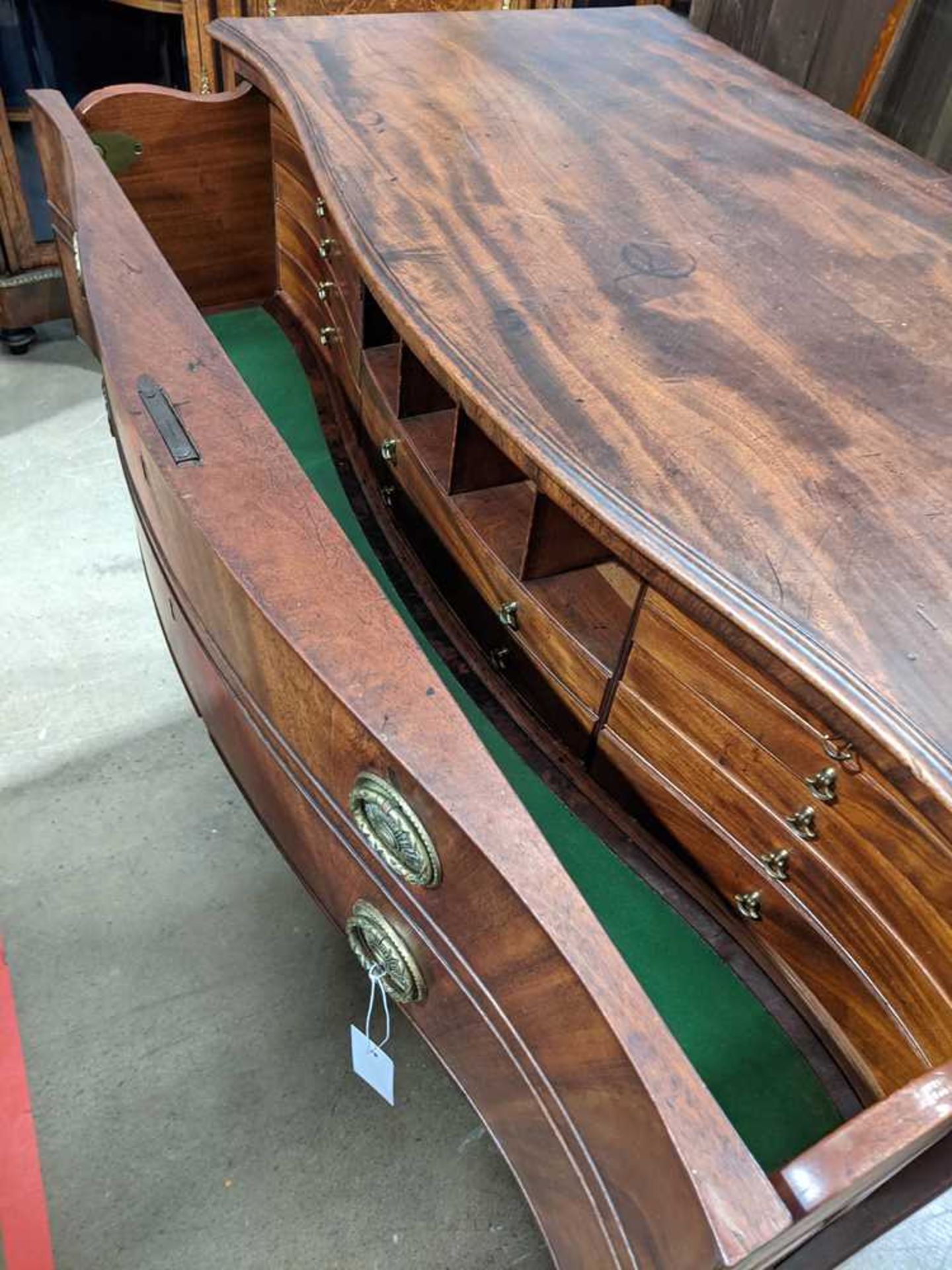 GEORGE III MAHOGANY SERPENTINE SECRETAIRE CHEST OF DRAWERS 18TH CENTURY - Image 10 of 20