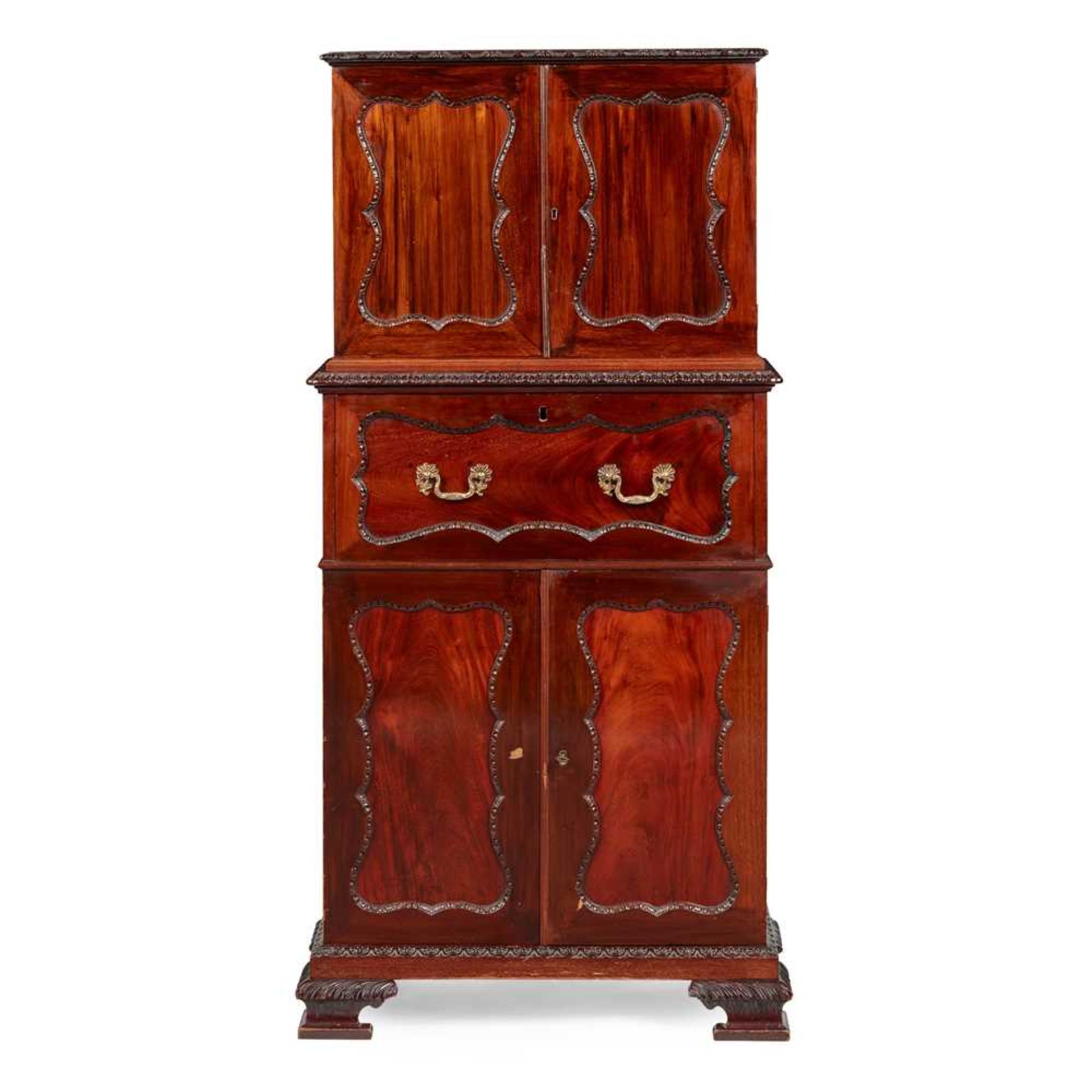 CHIPPENDALE STYLE MAHOGANY BUREAU CABINET LATE 19TH/ EARLY 20TH CENTURY