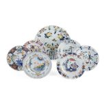 COLLECTION OF ENGLISH AND DUTCH DELFT POLYCHROME PLATES 17TH/ 18TH CENTURY