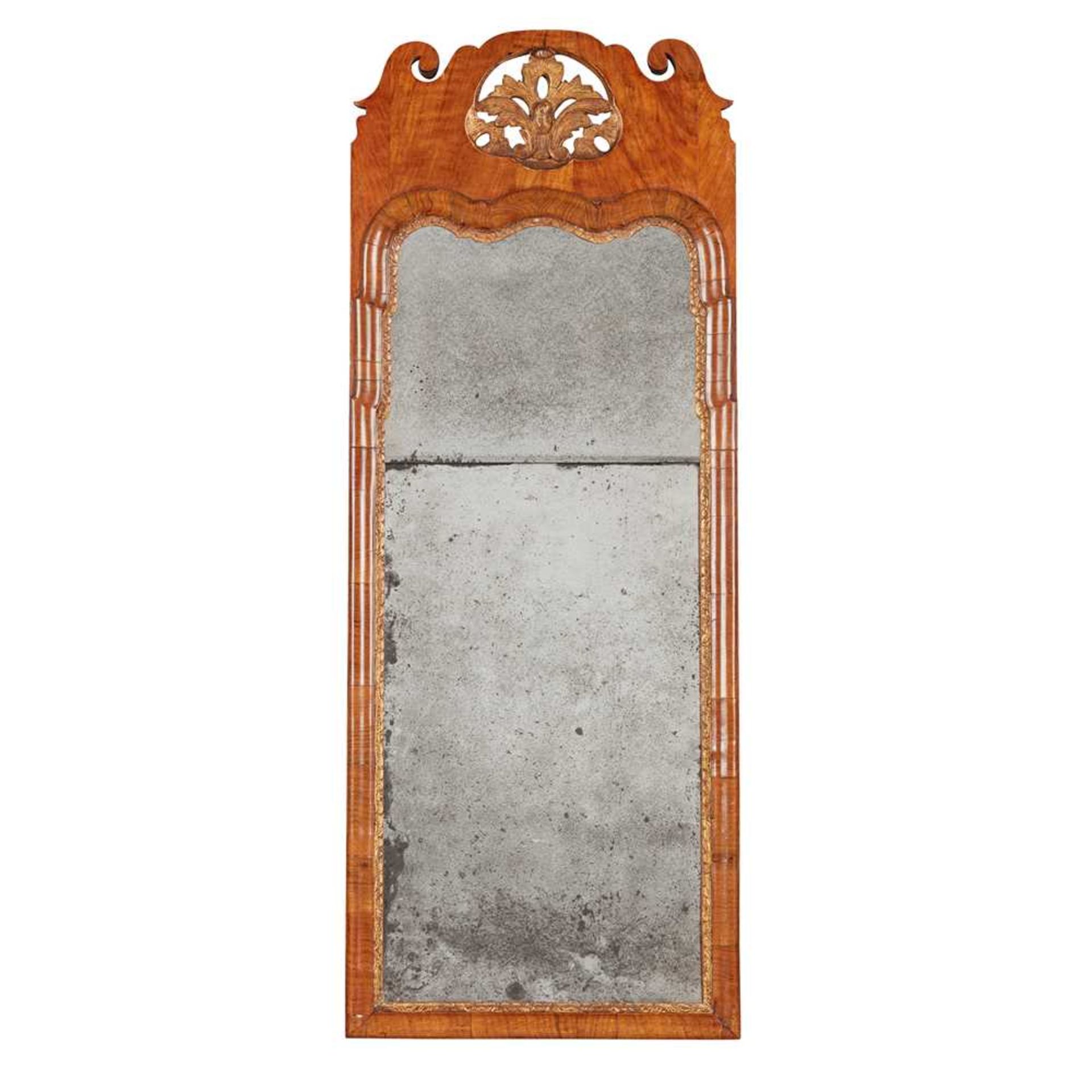 GEORGE I WALNUT AND PARCEL-GILT MIRROR EARLY 18TH CENTURY