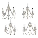 SET OF FOUR CUT GLASS WALL SCONCES MODERN