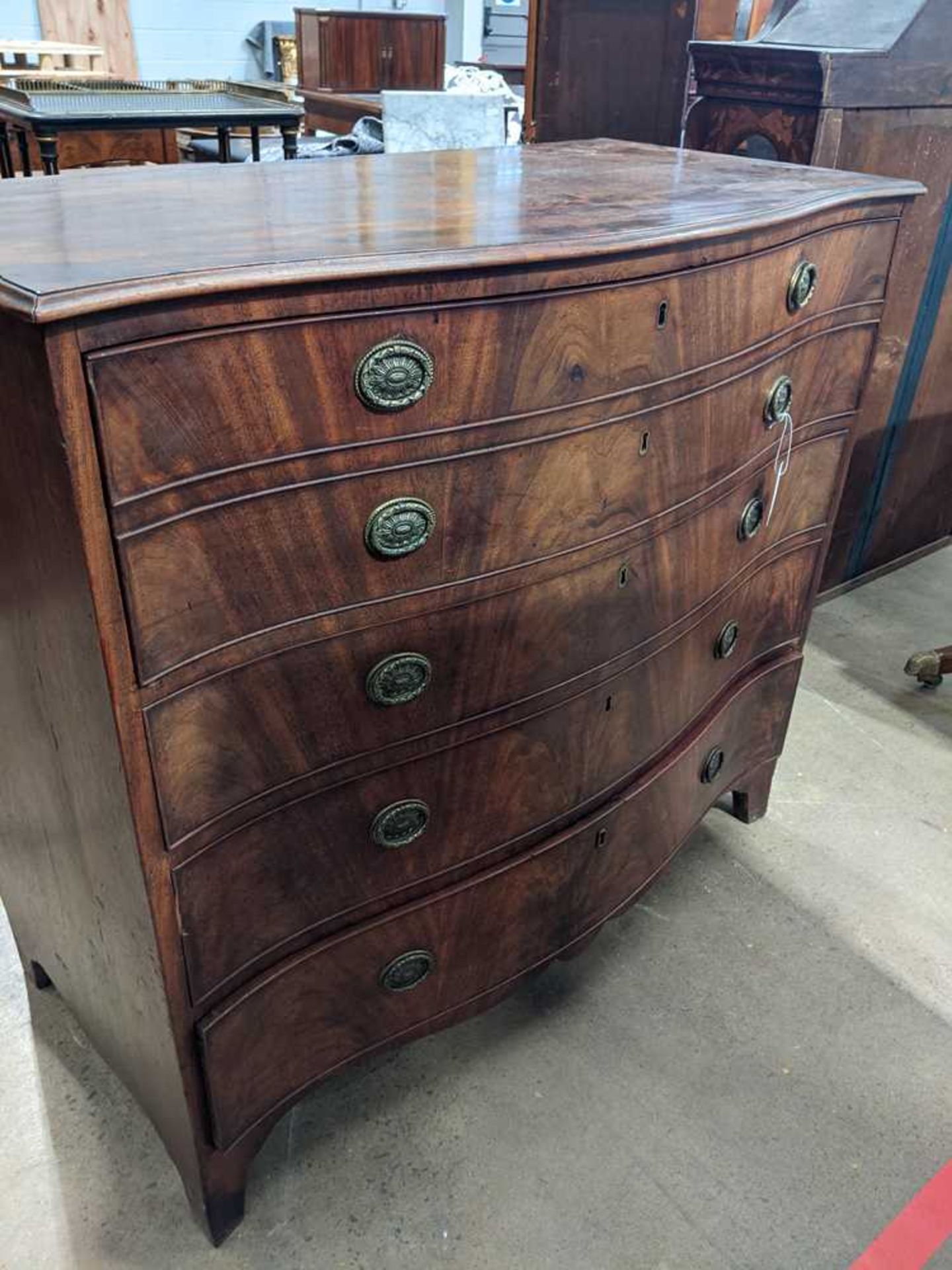 GEORGE III MAHOGANY SERPENTINE SECRETAIRE CHEST OF DRAWERS 18TH CENTURY - Image 11 of 20