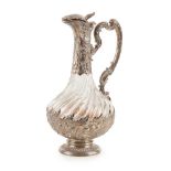 A 19th-century French silver mounted claret jug