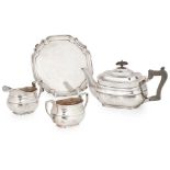 A matched George V three-piece tea service