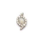 A single opal and diamond earring