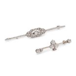 Two diamond bar brooches