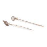 Two gem-set tie pins