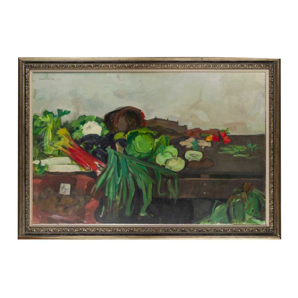 § NORMAN KIRKHAM R.G.I. (SCOTTISH 1936-2021) THE VEGETABLE STALL - Bild 2 aus 3