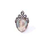 A mid-19th century diamond-set portrait miniature pendant/brooch