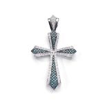 A diamond and coloured diamond cross pendant