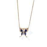 Missiaglia: A sapphire and diamond butterfly pendant/brooch