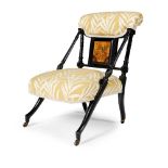 ENGLISH, MANNER OF CHRISTOPHER DRESSER AESTHETIC MOVEMENT LOW CHAIR, CIRCA 1890