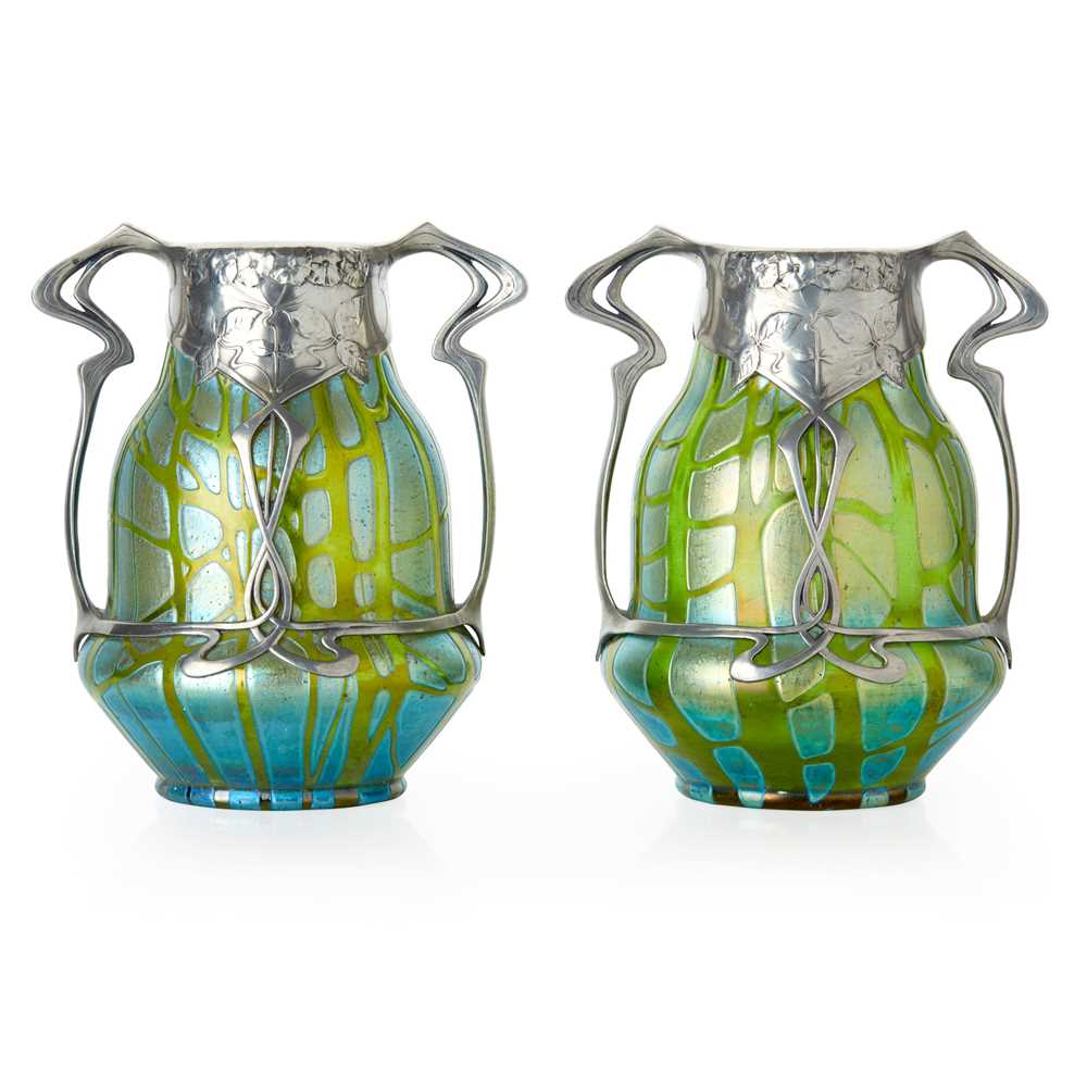 LOETZ, AUSTRIA PAIR OF JUGENDSTIL TWIN-HANDLED VASES, CIRCA 1900