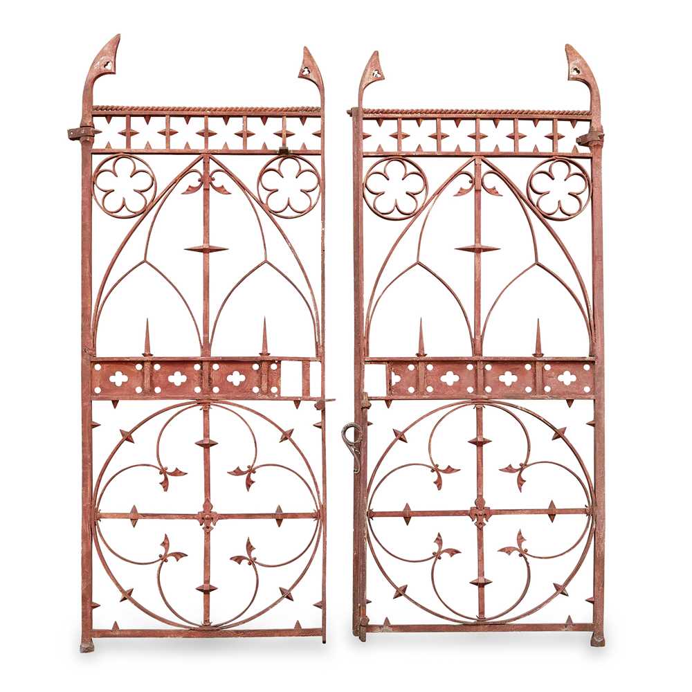 R.E.& C. MARSHALL, CHELTENHAM PAIR OF GOTHIC REVIVAL GATES, CIRCA 1880