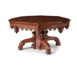 ENGLISH GOTHIC REVIVAL CENTRE TABLE, CIRCA 1870