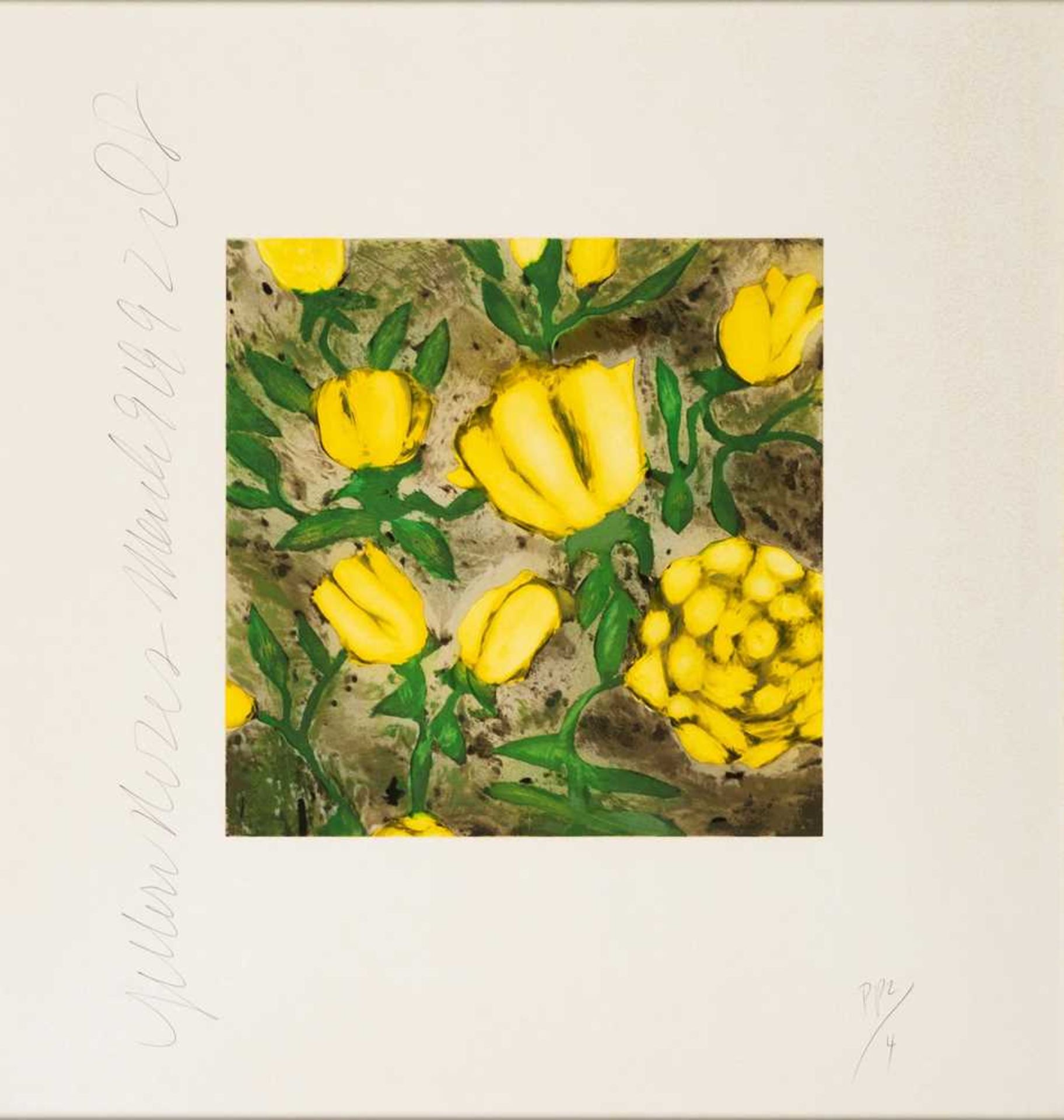 Donald Sultan (American 1951-) Fish, 1990; Five Lemons, a Pear and Egg, 1994; Yellow Roses, 1992 and - Bild 2 aus 10