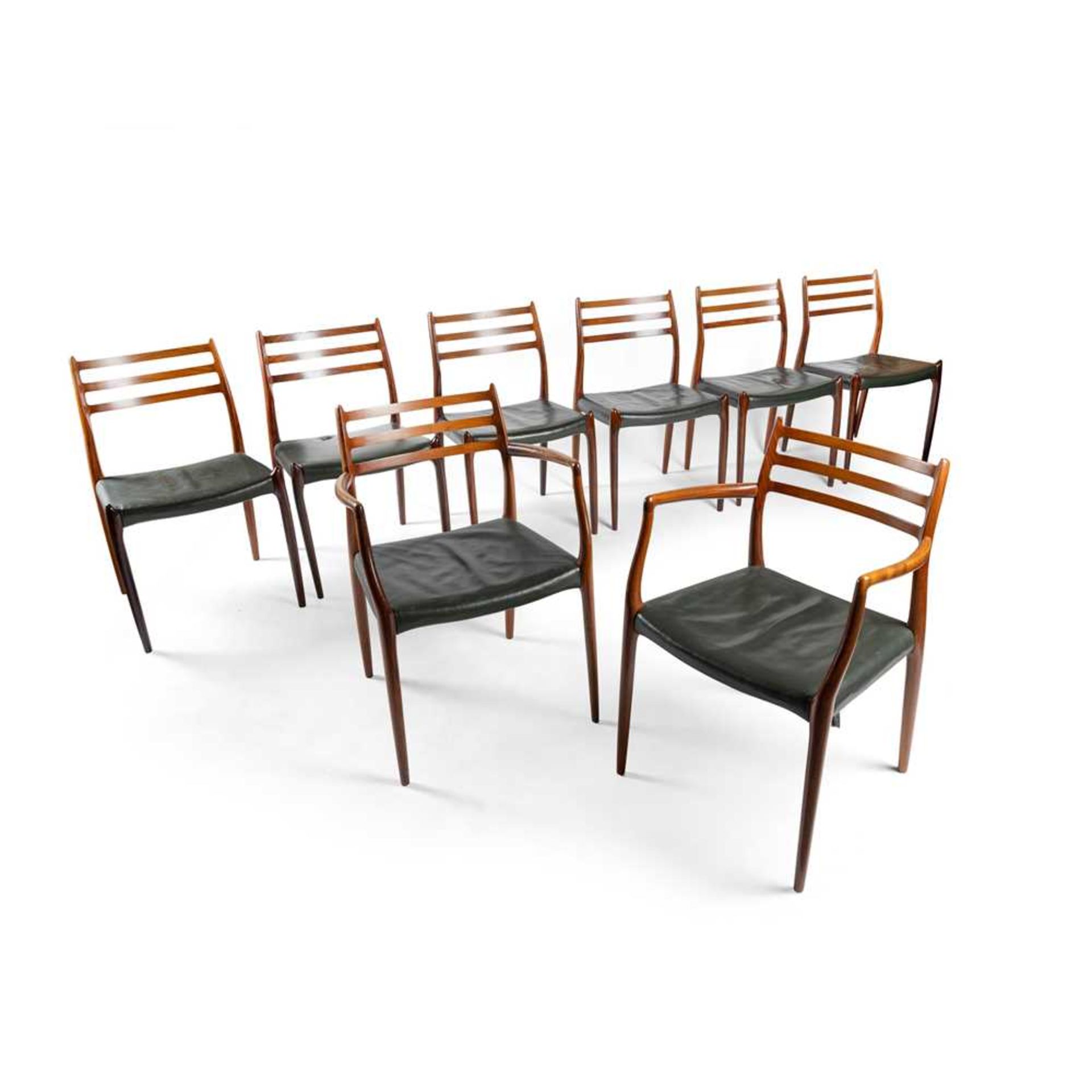Y Niels Møller (Danish 1920-1982) for J. L. Moller Models Set of Eight Chairs