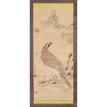 INK SCROLL PAINTING WITH HAWK ATTRIBUTED TO LANG SHINING (GIUSEPPE CASTIGLIONE, 1688-1768)