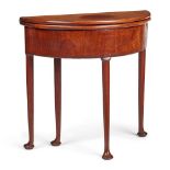 GEORGE II MAHOGANY DEMILUNE TEA TABLE EARLY 18TH CENTURY