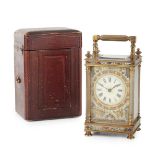 FRENCH BRASS AND CLOISONNÉ CARRIAGE CLOCK LATE 19TH CENTURY